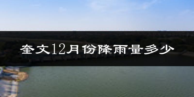 奎文12月份降雨量多少?奎文十二月下雨多吗?